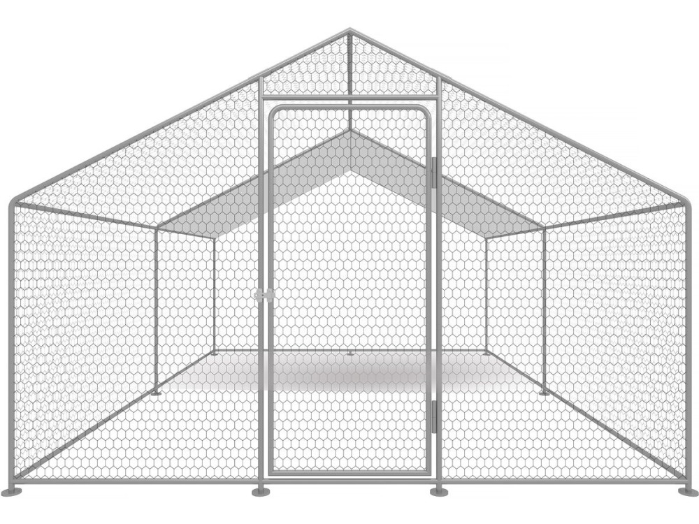 Enclos à poules 12 m² parc grillagé 4 x 3 x 2 M acier galvanisé