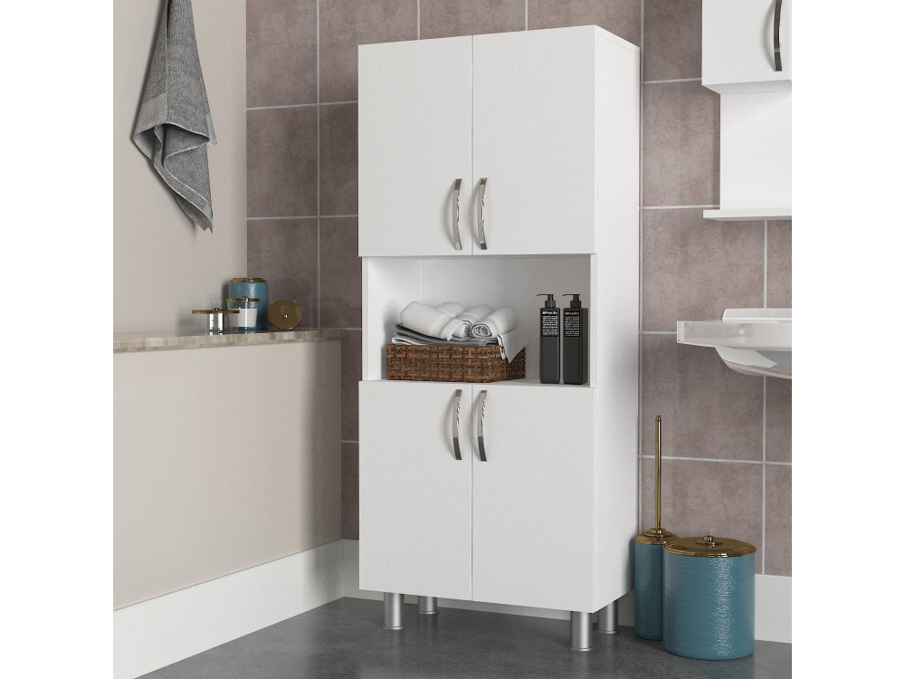Meuble de salle de bain en bois "William" - 59 x 29 x 140 cm - Blanc
