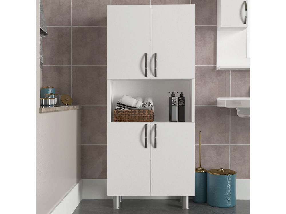 Meuble de salle de bain en bois "William" - 59 x 29 x 140 cm - Blanc