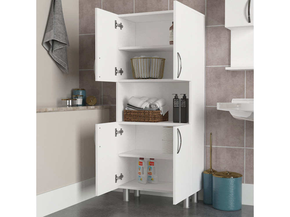 Meuble de salle de bain en bois "William" - 59 x 29 x 140 cm - Blanc