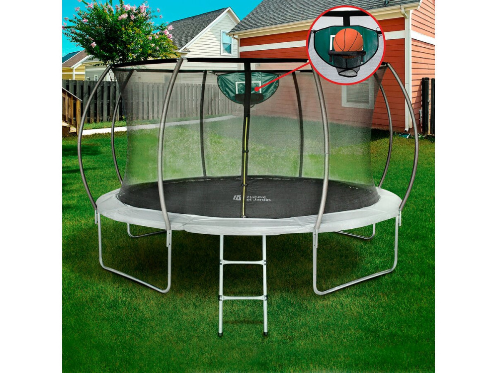 Trampoline avec filet intérieur "jumper" - Ø 4,25 m - Gris