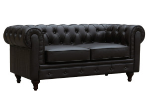 Canapé fixe Chesterfield "Aliza" - 157 x 82 x 70 cm - 2 places - Marron