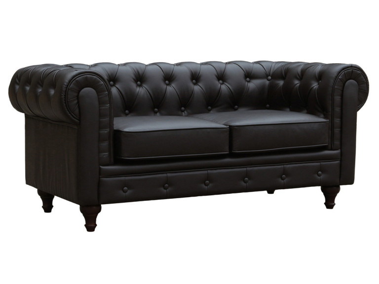 Canapé fixe Chesterfield "Aliza" - 157 x 82 x 70 cm - 2 places - Marron