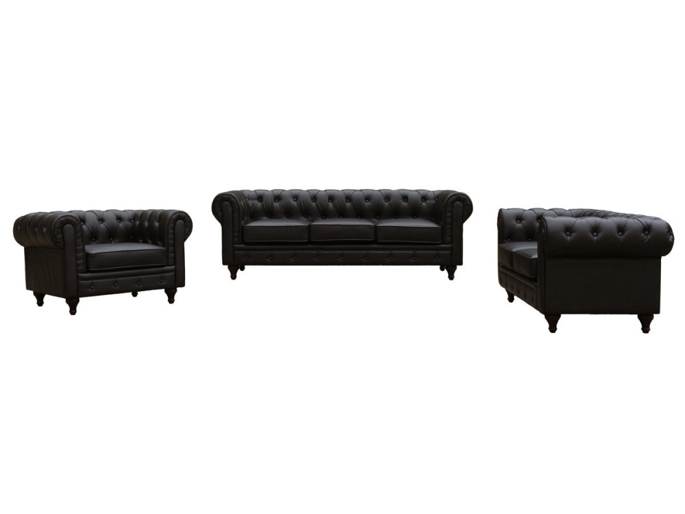 Canapé fixe Chesterfield "Aliza" - 157 x 82 x 70 cm - 2 places - Marron