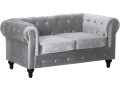 Canapé fixe Chesterfield "Aliza" - 157 x 82 x 70 cm - 2 places - Marron - Velours Gris