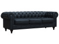 Canapé fixe Chesterfield "Aliza" - 204 x 80 x 58 cm - 3 places - Marron - Noir