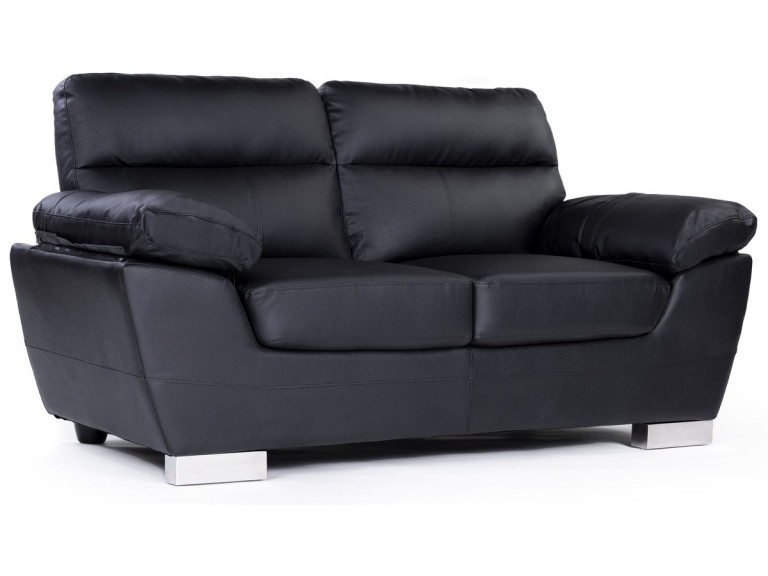 Canapé fixe en cuir reconstitué et PVC "Dallas" - 169 x 88 x 90 cm - 2 places - Noir