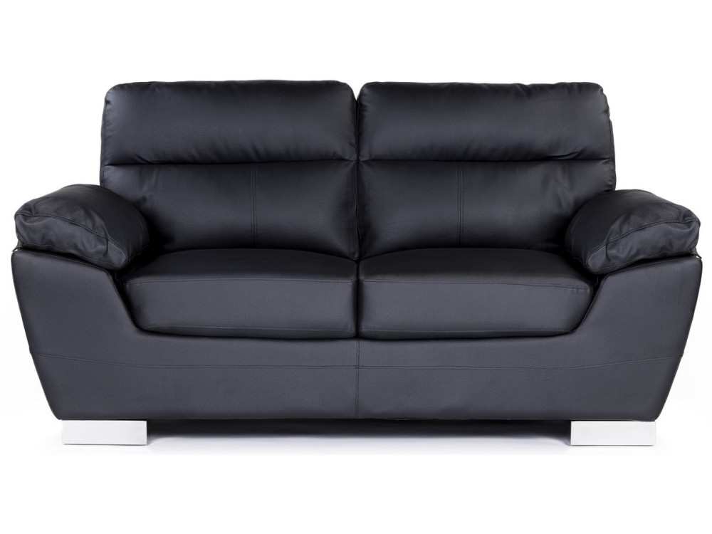 Canapé fixe en cuir reconstitué et PVC "Dallas" - 169 x 88 x 90 cm - 2 places - Noir