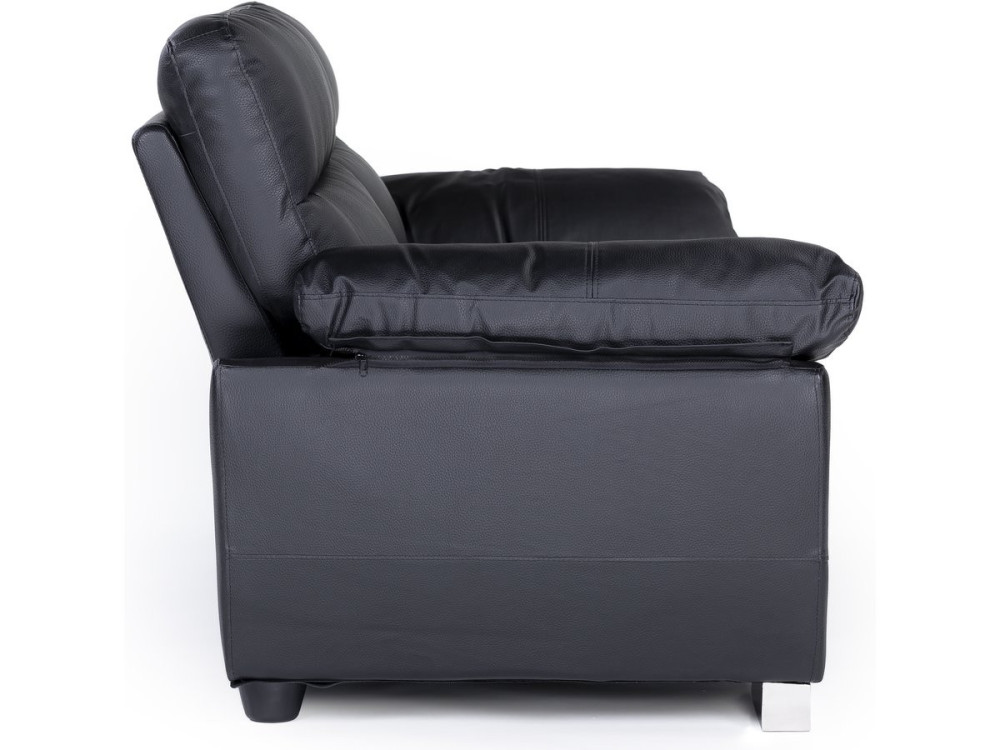Canapé fixe en cuir reconstitué et PVC "Dallas" - 169 x 88 x 90 cm - 2 places - Noir