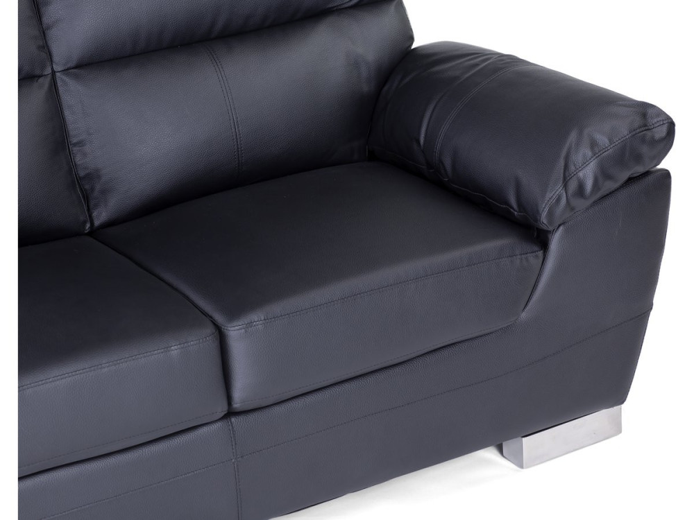 Canapé fixe en cuir reconstitué et PVC "Dallas" - 169 x 88 x 90 cm - 2 places - Noir