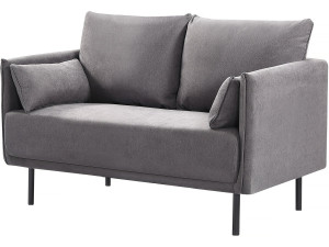Canapé fixe tissu "Rudy" - 132 x 78 x 88 cm - 2 places - Gris foncé