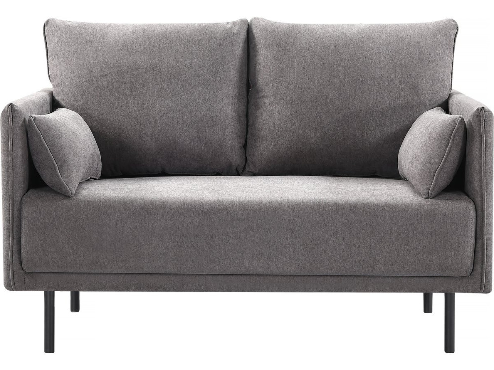 Canapé fixe tissu "Rudy" - 132 x 78 x 88 cm - 2 places - Gris foncé