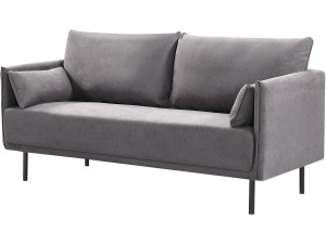 Canapé fixe tissu "Rudy" - 180.5 x 78 x 52 cm - 3 places - Gris foncé