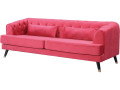 Canapé fixe en velours "Gloria" - 216 x 86 x 76 cm - 3 places - Gris - rouge