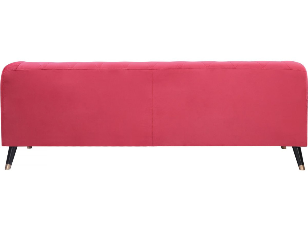 Canapé fixe en velours "Gloria" - 216 x 86 x 76 cm - 3 places - Rouge