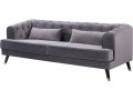 Canapé fixe en velours "Gloria" - 216 x 86 x 76 cm - 3 places - Gris - Gris