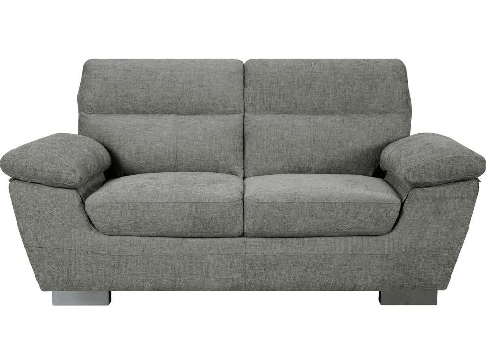 Canapé fixe en tissu "Dallas" - 169 x 88 x 90 cm - 2 places - Gris