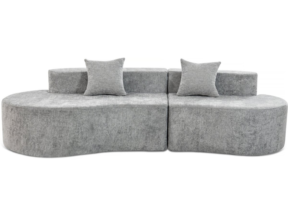 Canapé virgule en tissu texturé "Avola" - 3 places - Gris