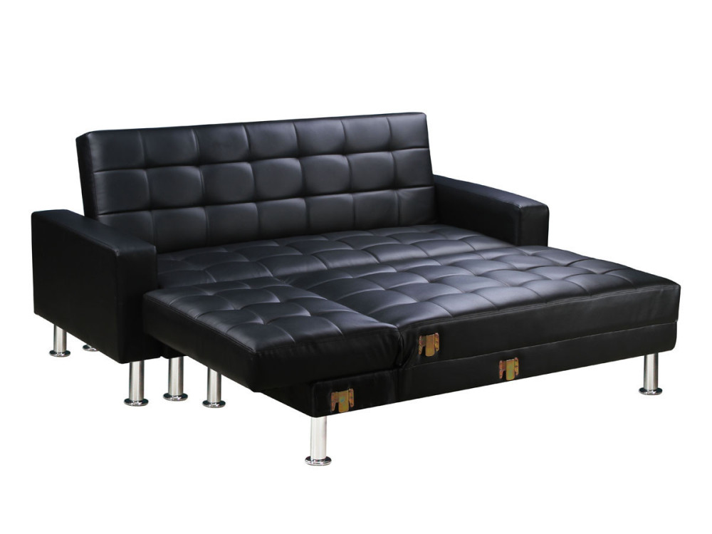 Canapé d'angle convertible et réversible "Theo" - 260 x 82/144 x 81 cm - 4 places - Noir