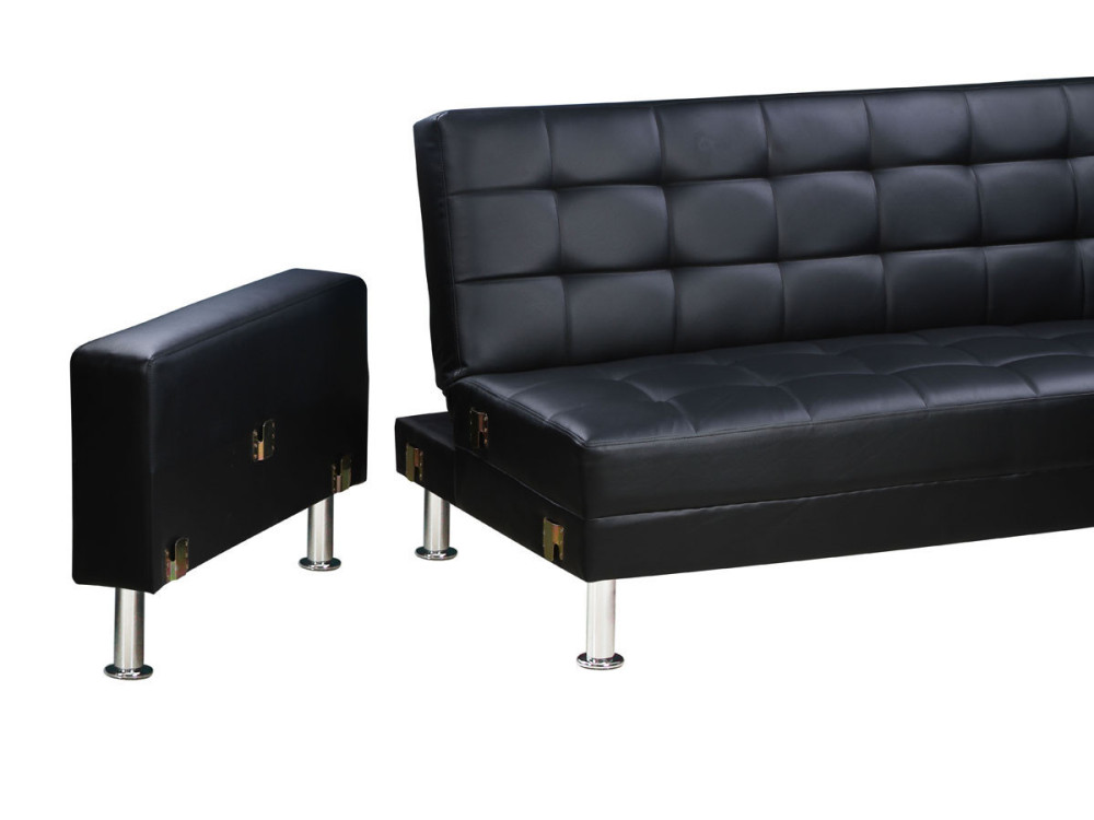 Canapé d'angle convertible et réversible "Theo" - 260 x 82/144 x 81 cm - 4 places - Noir