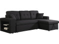 Canapé d'angle convertible/réversible "Axel" - 3 places - Noir/Gris - Noir