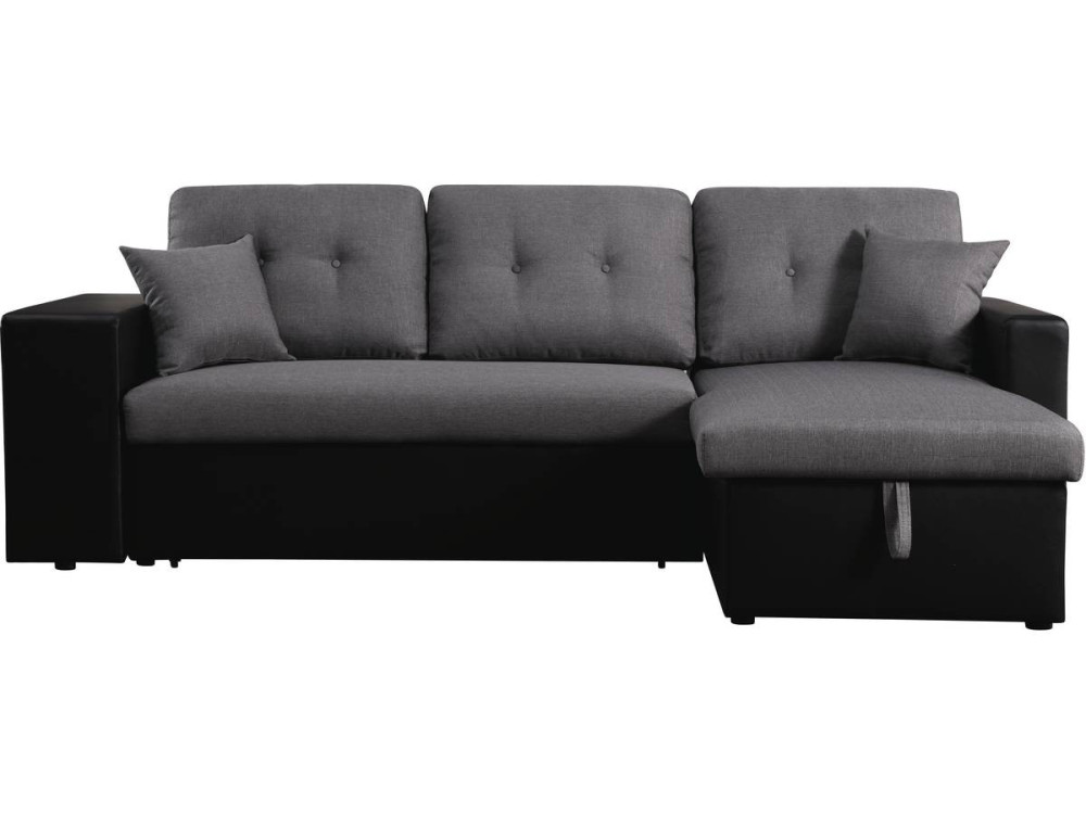 Canapé d'angle convertible/réversible "Axel" - 3 places - Noir/Gris