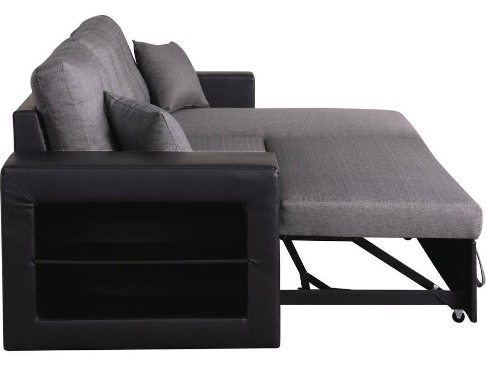 Canapé d'angle convertible/réversible "Axel" - 3 places - Noir/Gris