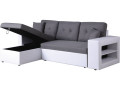Canapé d'angle convertible/réversible "Axel" - 3 places - Noir/Gris - Blanc &amp; Gris