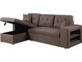 Canapé d'angle convertible/réversible "Axel" - 3 places - Rouge - Taupe
