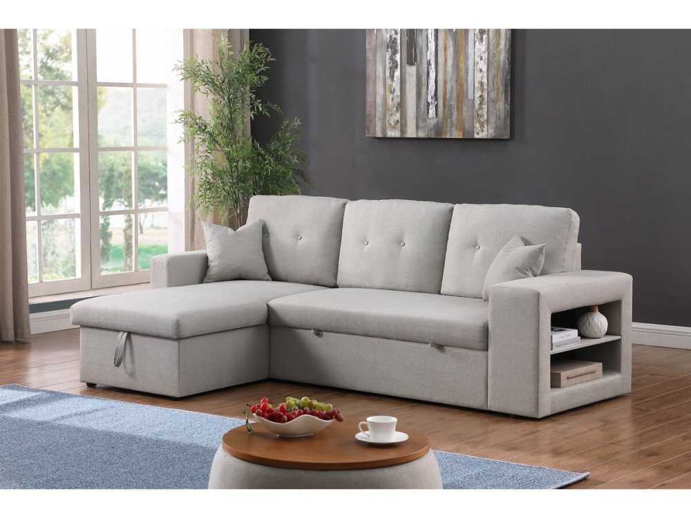 Canapé d'angle convertible/réversible "Axel" - 3 places - Gris clair
