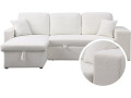 Canapé d'angle convertible/réversible "Axel" - 3 places - Noir/Gris - Boucle Blanc