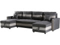 Canapé panoramique convertible avec coffres de rangement "Antoine" - 5 places - Gris foncé/ Gris clair - Gris foncé / Gris clair