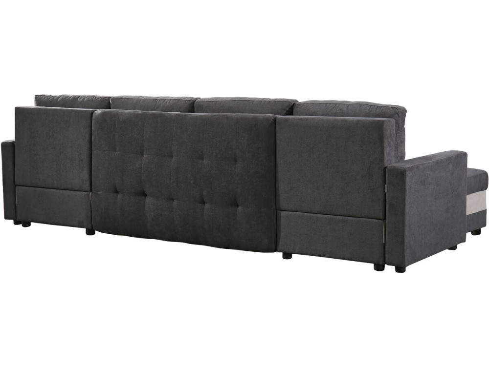 Canapé panoramique convertible avec coffres de rangement "Antoine" - 5 places - Gris foncé/ Gris clair