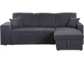Canapé d'angle en velours côtelé convertible/réversible "Axel" - 3 places - Beige - Gris