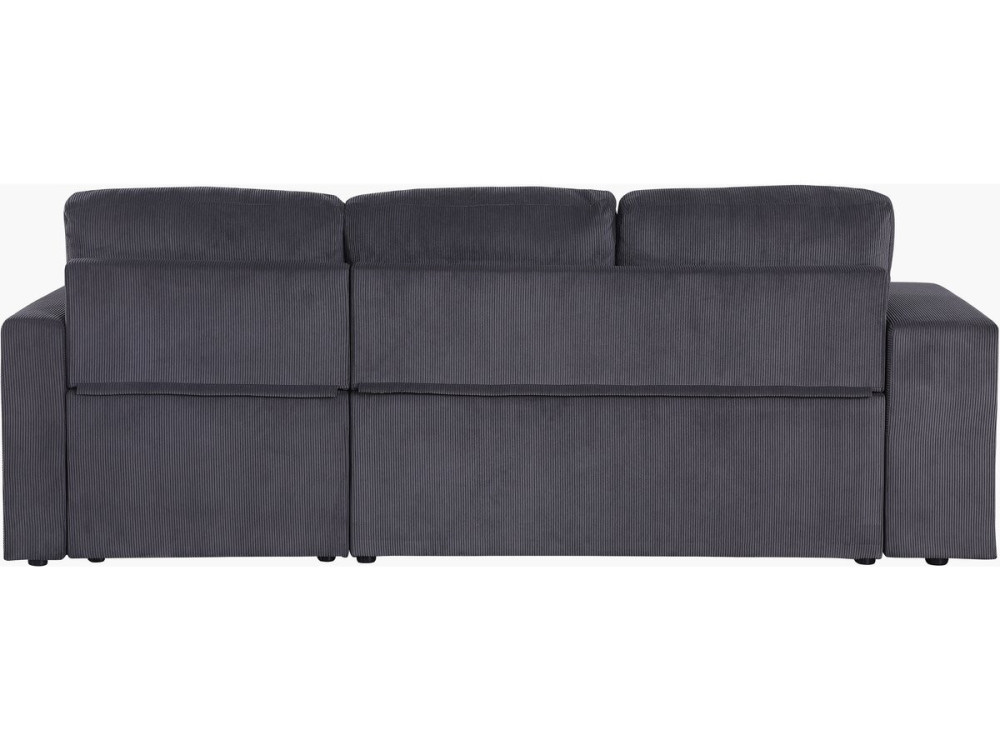 Canapé d'angle en velours côtelé convertible/réversible "Axel" - 3 places - Gris