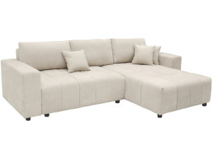 Canapé d'angle convertible style bubble tissu chenille "George" 4 places - Beige