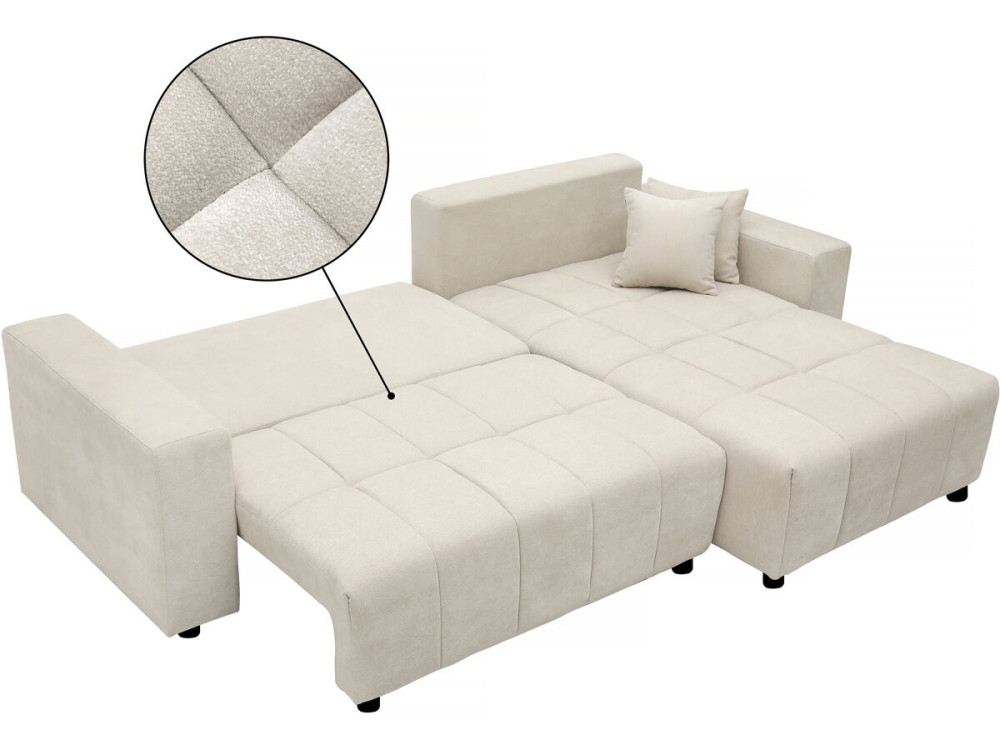 Canapé d'angle convertible style bubble tissu chenille "George" 4 places - Beige
