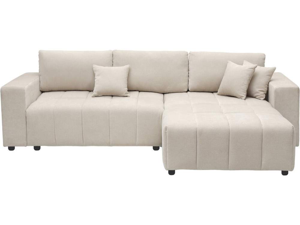 Canapé d'angle convertible style bubble tissu chenille "George" 4 places - Beige