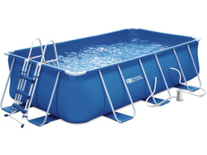 Piscine tubulaire rectangulaire bleue - LUDO 1 - 4 x 2 x 1 m - sans filtration