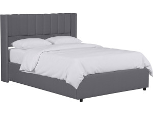 Lit double en tissu avec coffre "Saint-Moritz" - 140 x 190 cm - Gris