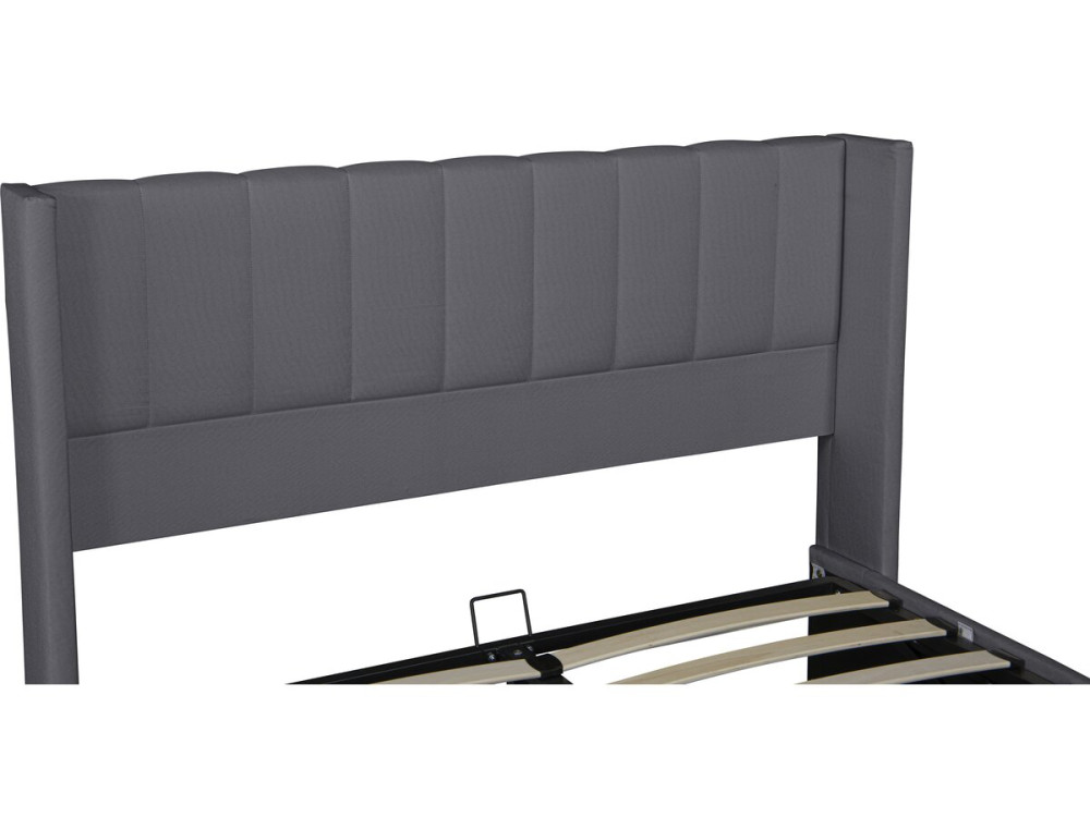 Lit double en tissu avec coffre "Saint-Moritz" - 160 x 200 cm - Gris
