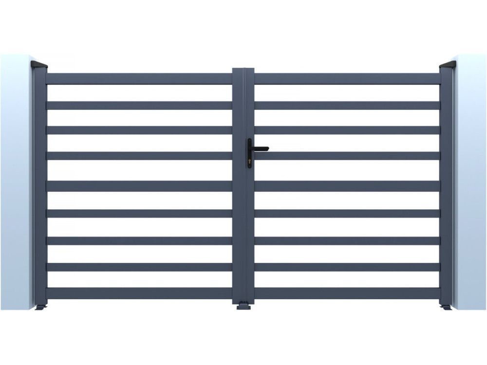 Portail aluminium ajouré "Martin" - 300 x 140 cm - Gris