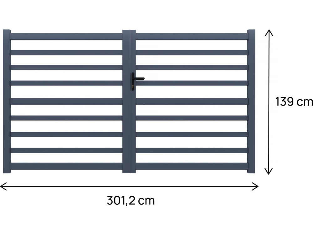 Portail aluminium ajouré "Martin" - 300 x 140 cm - Gris