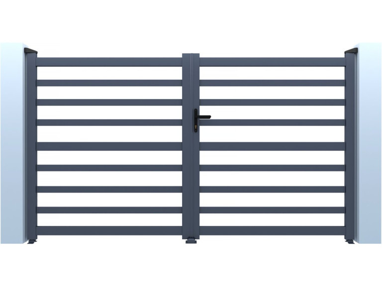 Portail aluminium ajouré "Martin" - 300 x 180 cm - Gris
