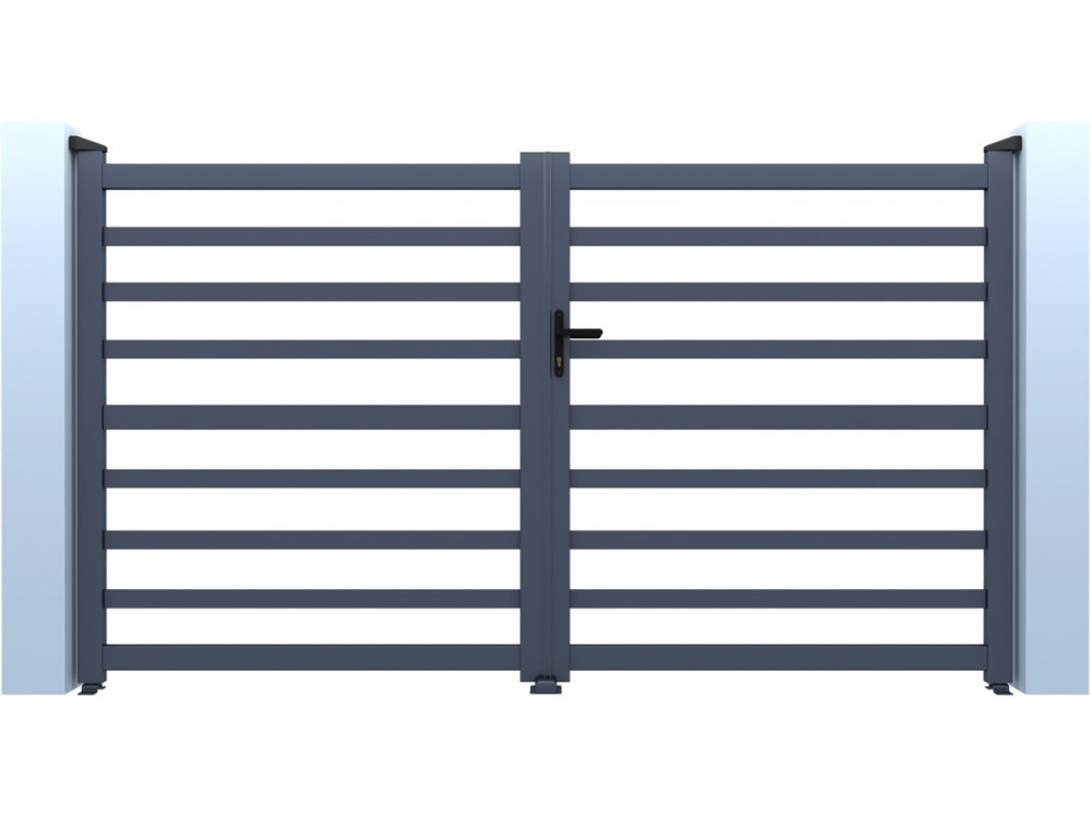 Portail aluminium ajouré "Martin" - 300 x 180 cm - Gris