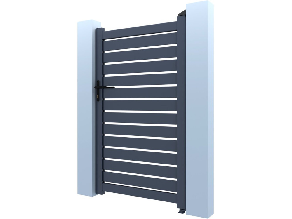 Portillon aluminium semi-ajouré "Matthieu" - 100 x 180 cm  - Gris