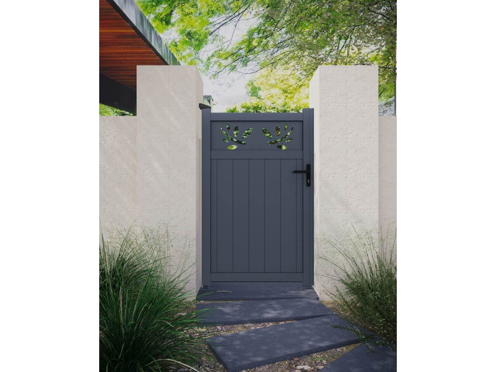 Portillon aluminium avec décor "Matheo" - 100 x 180 cm  - Gris