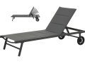 Bain de soleil textilène matelassé et aluminium "Bella" - Phoenix - Taupe - Gris foncé