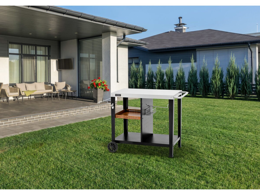 Desserte de barbecue en métal "Gelia" - 117 x 59 x 80 cm - Noir