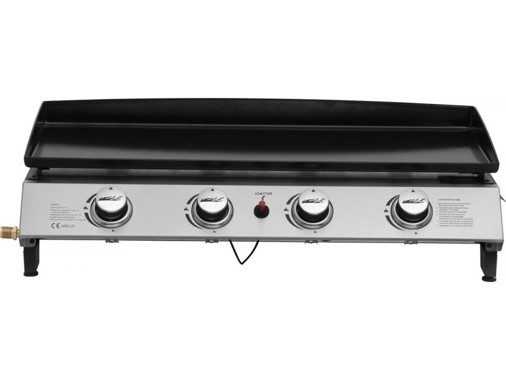 Plancha à gaz avec 4 brûleurs en métal "Jolly" - 10 Kw - Gris